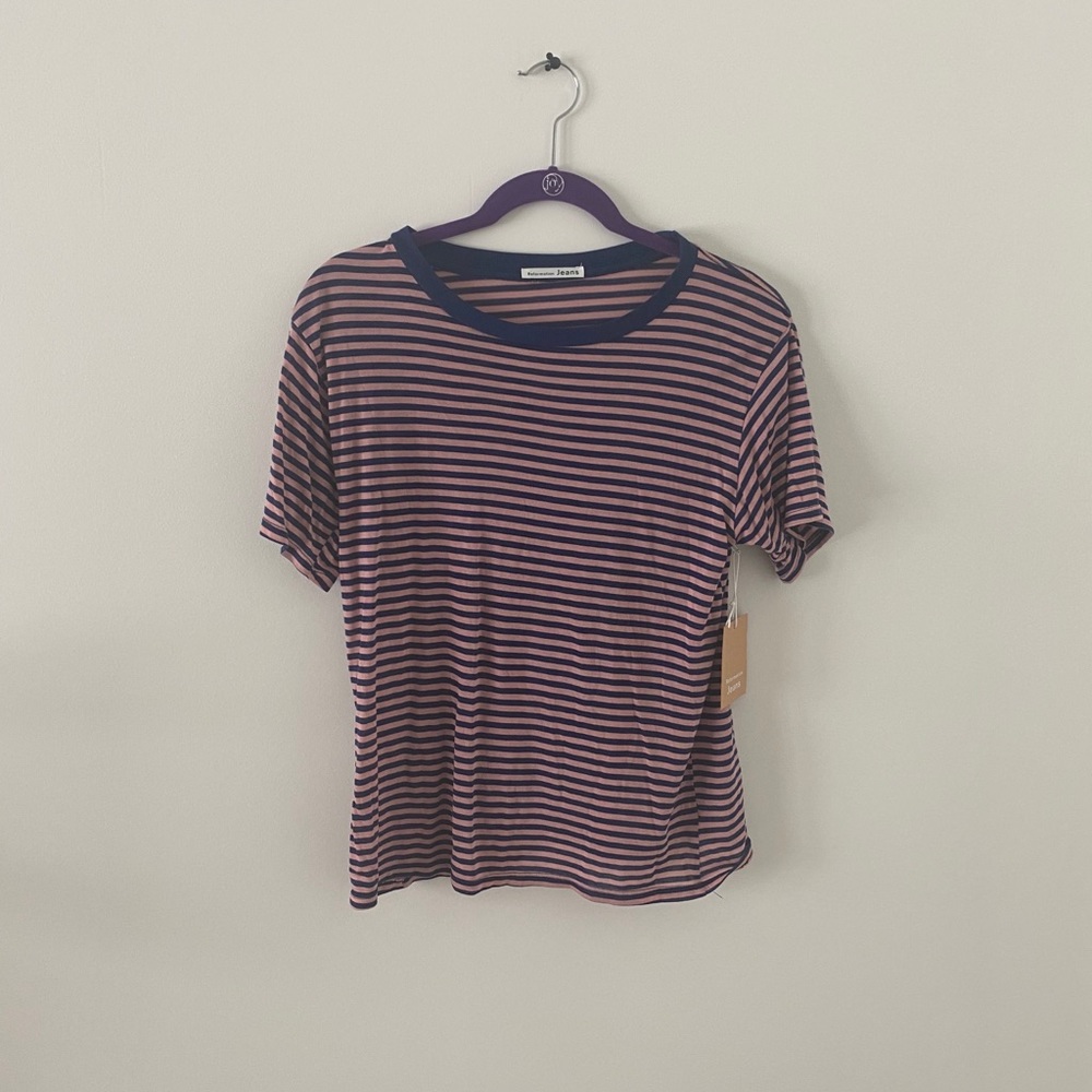 NEW Reformation Jeans Pink Striped Tee